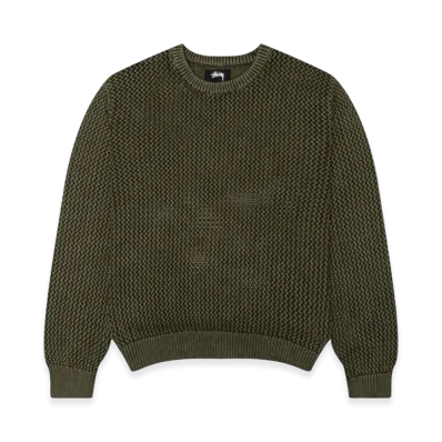 Stussy Pigment Dyed Loose Gauge Sweater "Dark Olive"