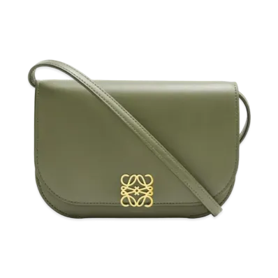 LOEWE Goya Accordion Clutch In Silk Calfskin "Avocado Green"