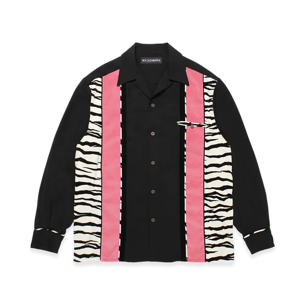 WACKO MARIA Switching WACKO MARIA 50 'S Open Collar Shirt "Black/Zebra"