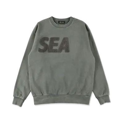 WIND AND SEA Sea Chenille EMB Sulfur Crew Neck "Frosty Gray" WDS-O-SIG-24-Q2-CS-01