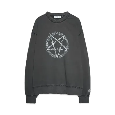 el conductorH PIGMENT DYE COTTON CREWNECK SWEATER 'PENTAGRAM "BLACK"