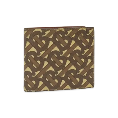 Burberry Monogram Print E-canvas International Bifold Wallet "Bridle Brown"