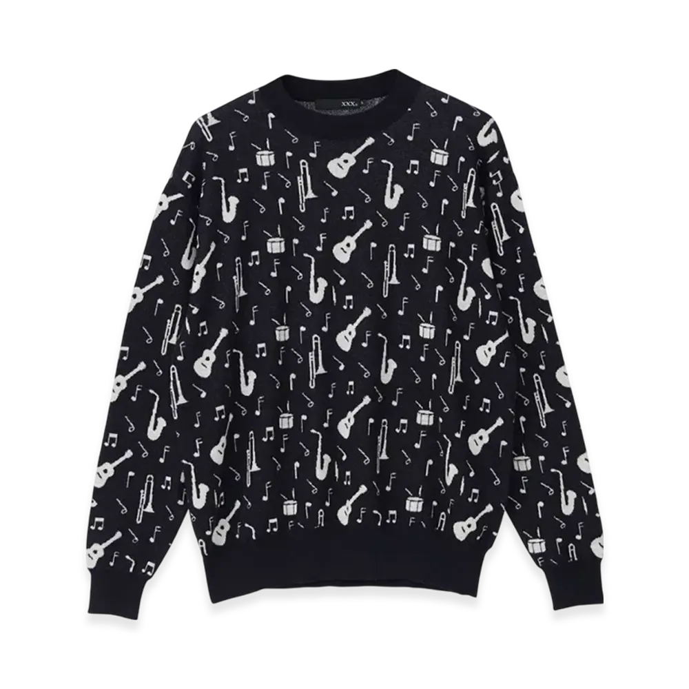 HYSTERIC GLAMOUR Sound Vibration Jacquard Sweater "Black/Multicolor"