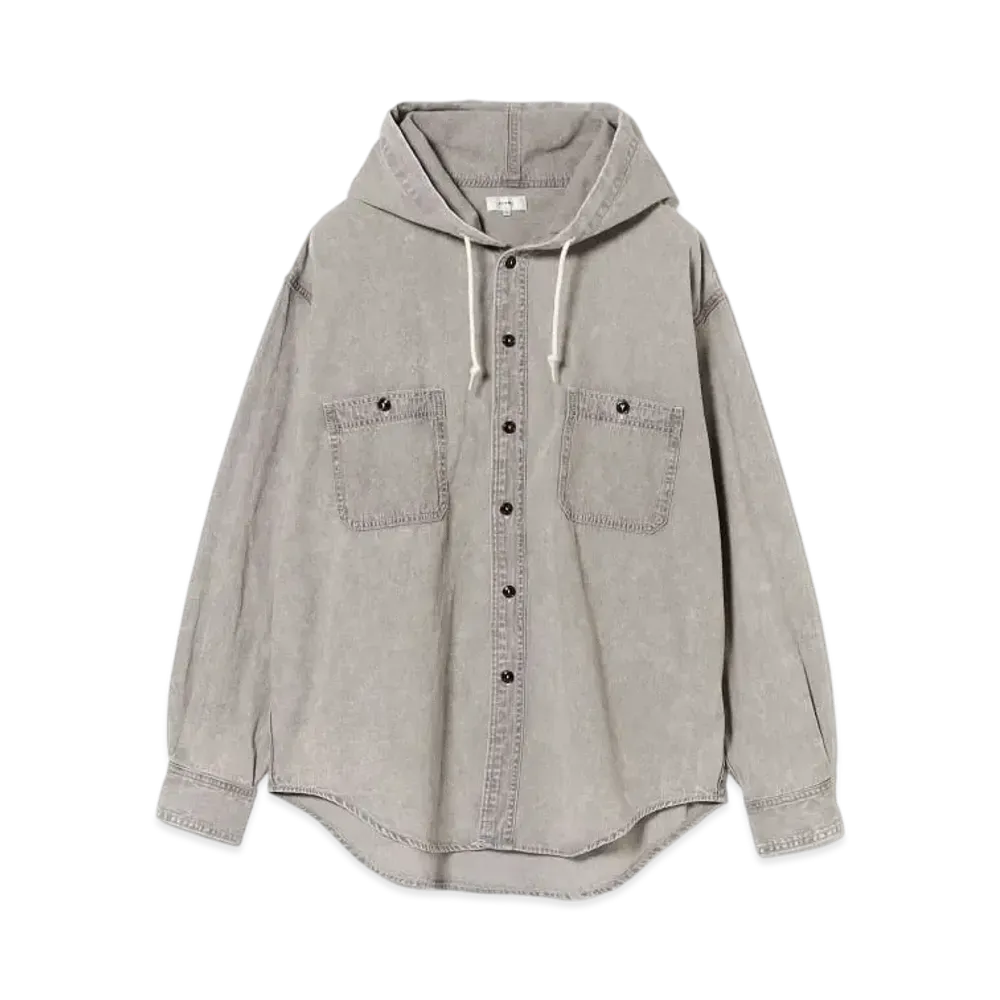 BEAMS Chambray Hooded Shirt "Black"