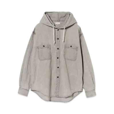 BEAMS Chambray Hooded Shirt "Black"