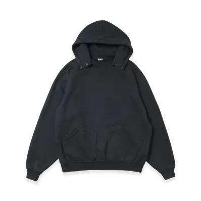 A.PRESSE Vintage Attached Snap Hood Sweat Parka "Black"