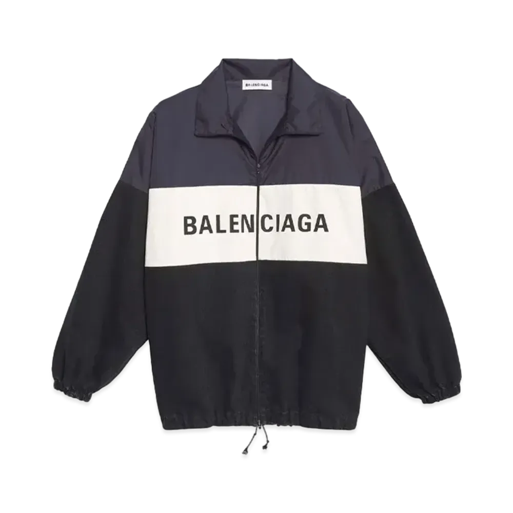 BALENCIAGA Logo Nylon Denim Track Jacket "Black"