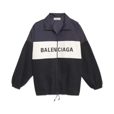BALENCIAGA Logo Nylon Denim Track Jacket "Black"