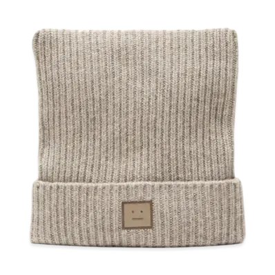 Acne Studios Face Logo Square Beanie "Greige Melange"