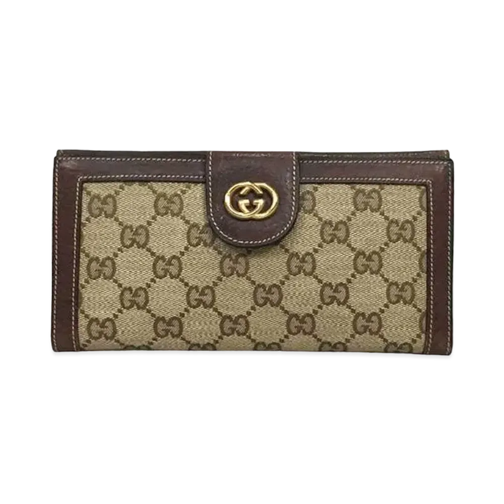 GUCCI Old GG Canvas Leather Wallet "Beige"