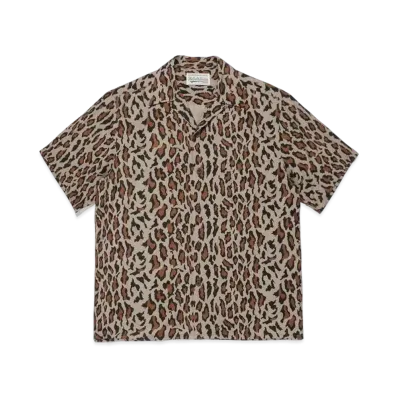 WACKO MARIA LEOPARD OPEN COLLAR SHIRT "Beige"