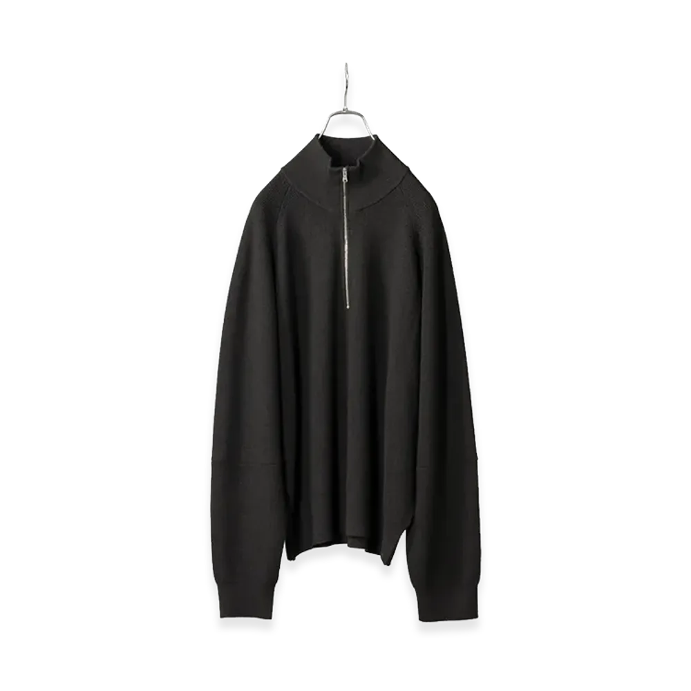 ANCELLM 120's Wool Half Zip Knit "Black"