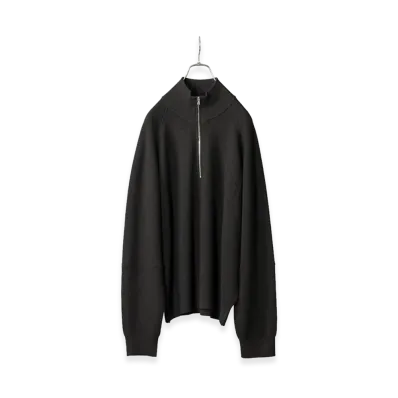 ANCELLM 120's Wool Half Zip Knit "Black"