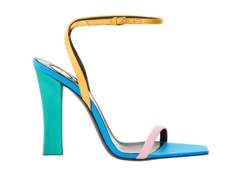 Saint Laurent Women's  Dominique Sandals in Satin Crepe "Green"