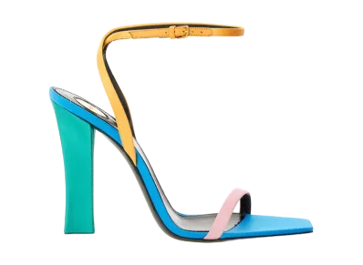 Saint Laurent Women's Dominique Sandals in Satin Crepe "Green"