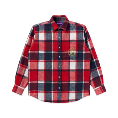 BlackEyePatch B Emblem Checked Flannel L/S Shirt "Red"