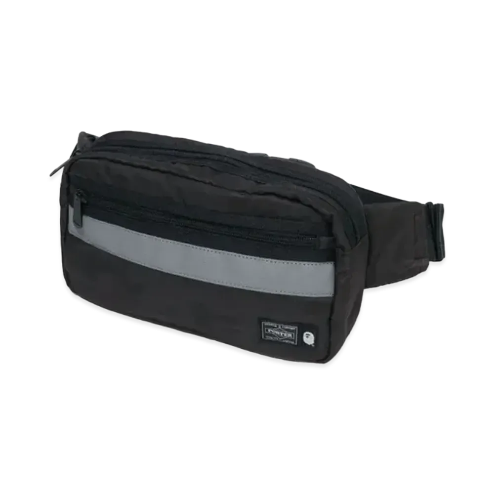 A BATHING APE x PORTER Solid Camo Waist Bag "Black"