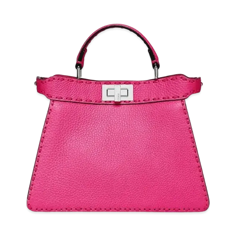 FENDI Peekaboo ISeeU Small Selleria Bag With Oversized Topstitching "Fuchsia Pink"