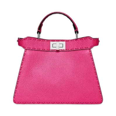 FENDI Peekaboo ISeeU Small Selleria Bag With Oversized Topstitching "Fuchsia Pink"