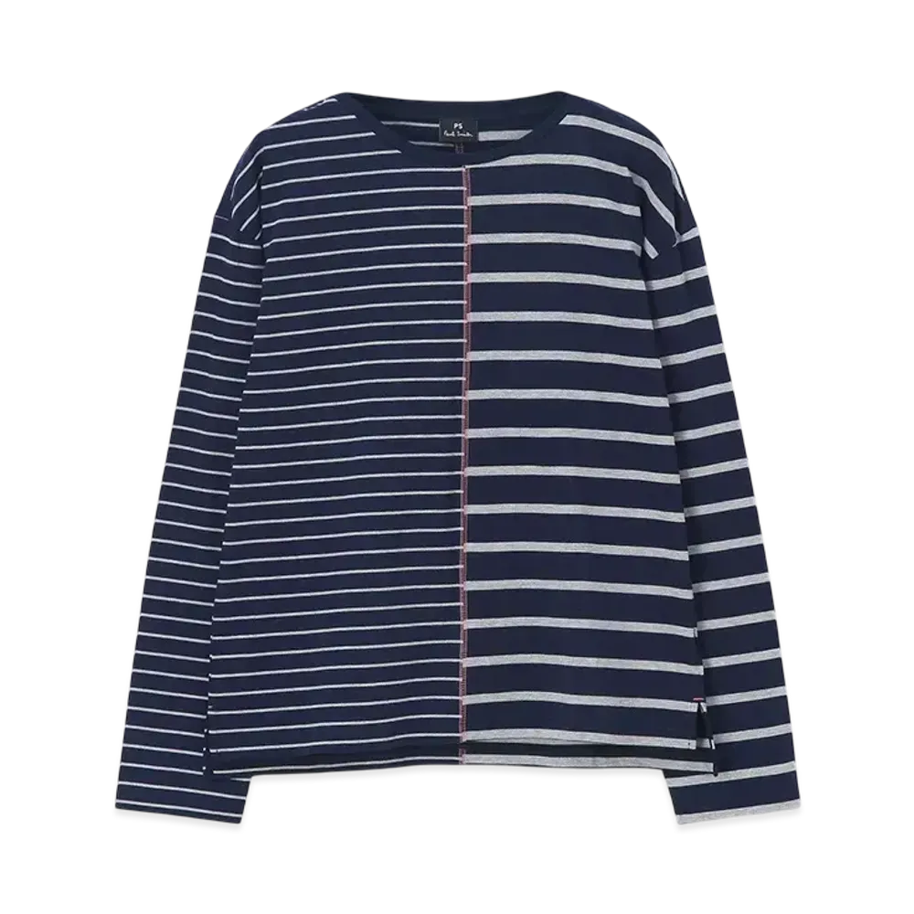 Paul Smith Women's Relaxed Border Long Sleeve T-Shirt "Navy"