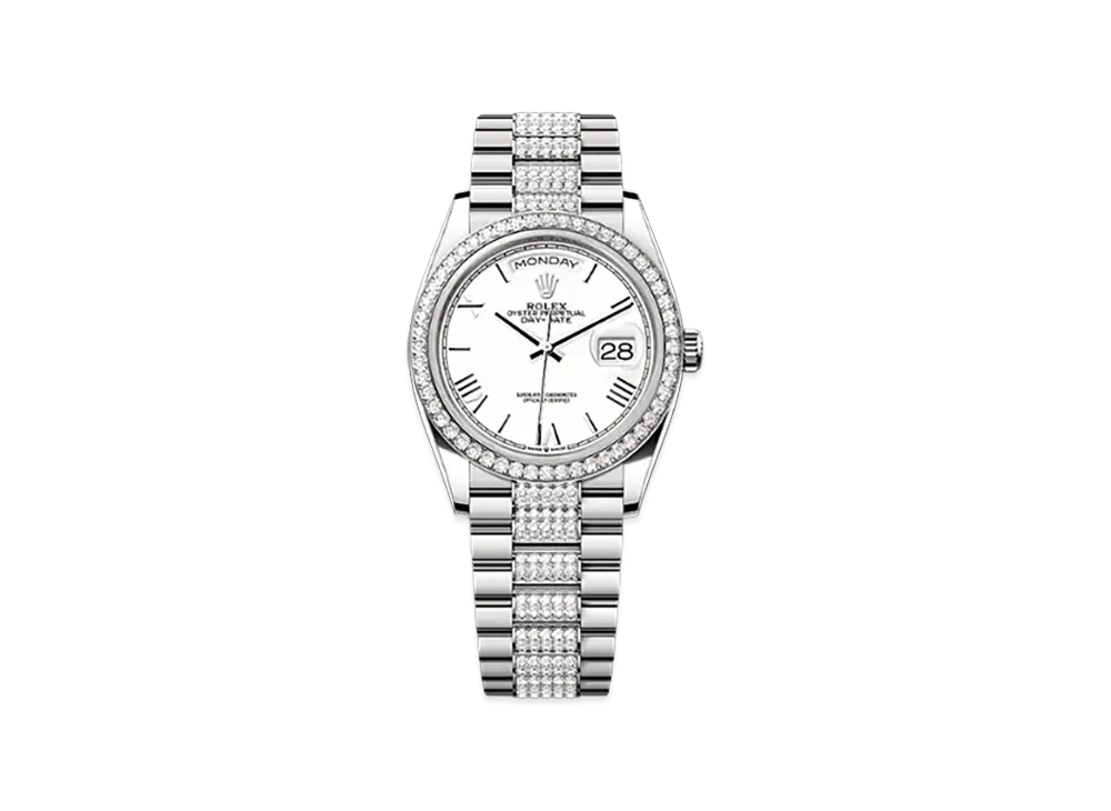 ROLEX Day-Date 36mm White Gold Diamond 128349RBR "White"
