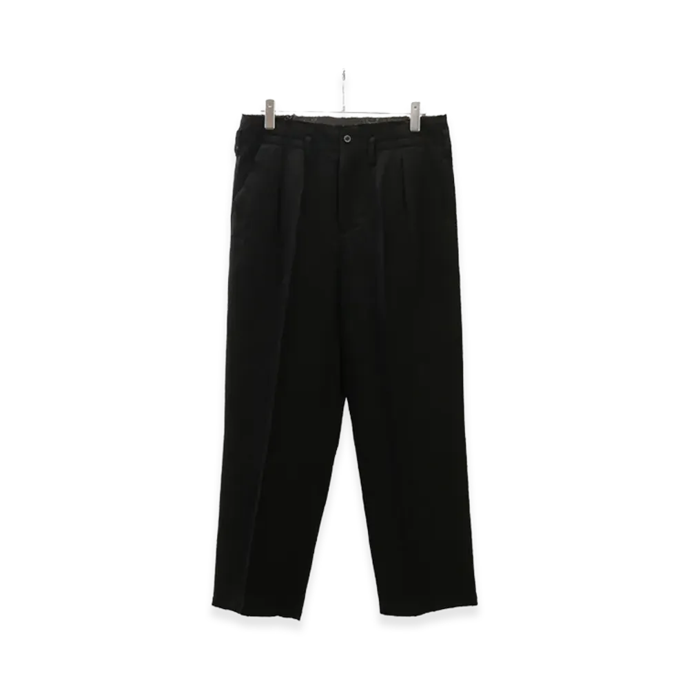 ANCELLM Shrink Wool Wide Slacks "Black"
