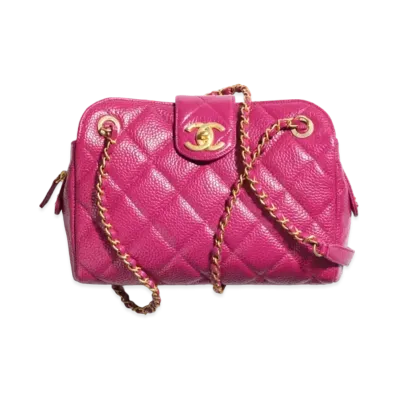 CHANEL Bowling Bag Grained Shiny Calfskin & Gold-Tone Metal "Fuchsia"