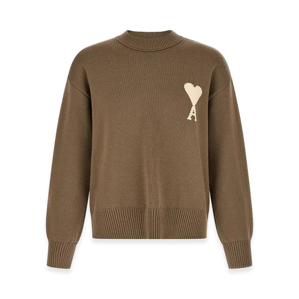 AMI PARIS Cappuccino Wool Blend Sweater "Beige"