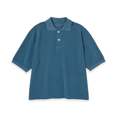 AURALEE High Gauge Pique Polo "Deep Blue"