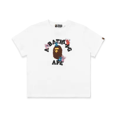A BATHING APE x Disney Stitch Women's Stitch And Friends College Mini Tee "White"