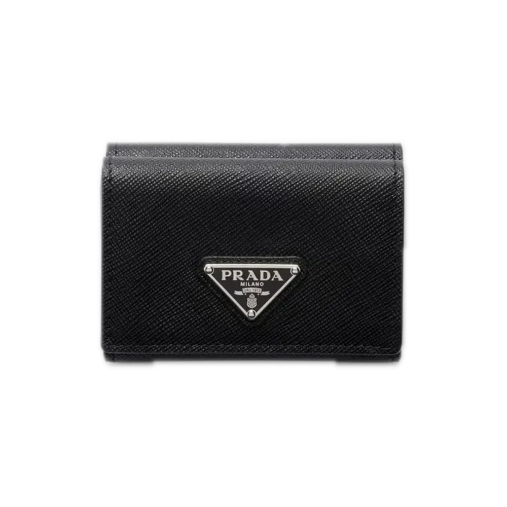 PRADA Saffiano Triangle Wallet "Black"