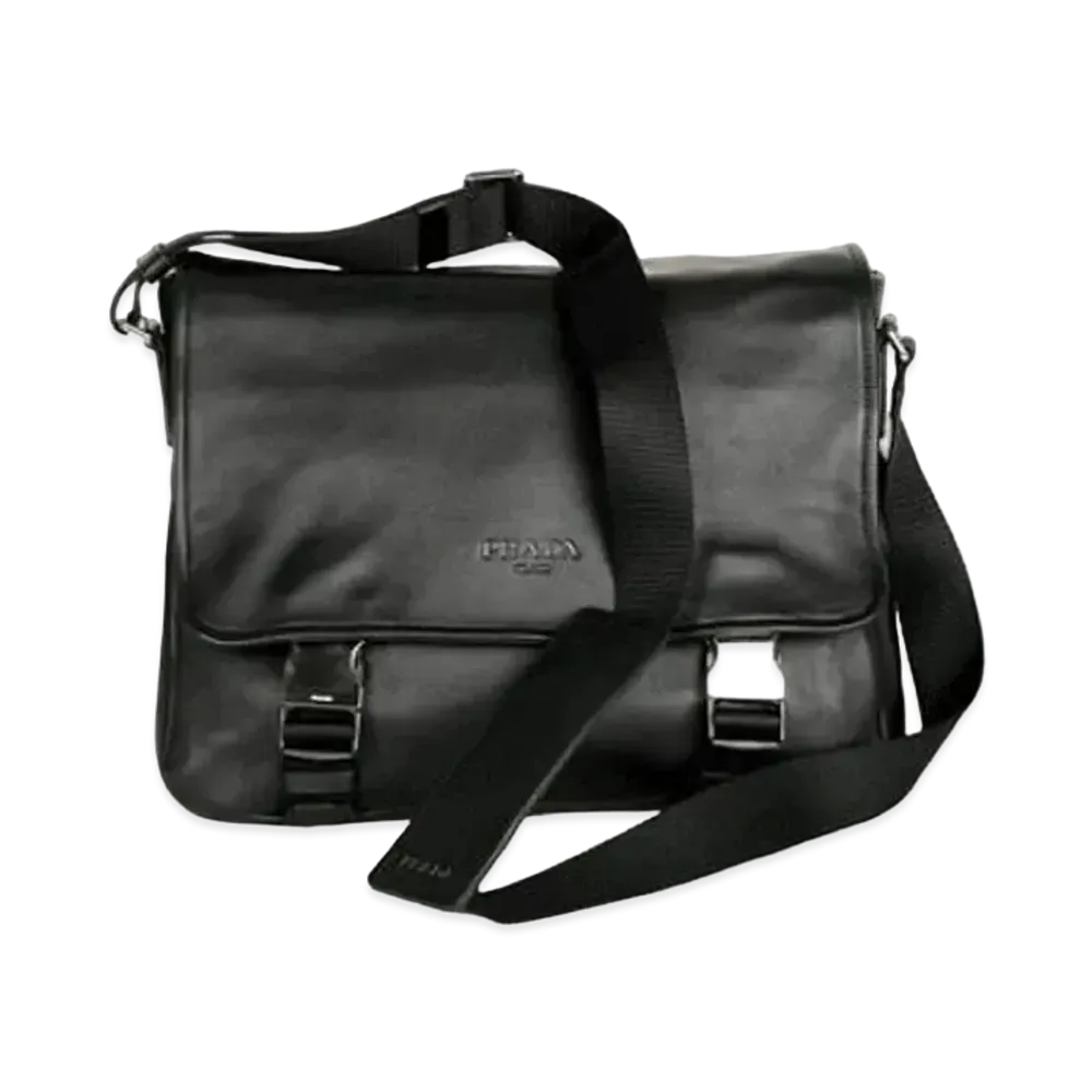 PRADA Leather Messenger Bag "Black"