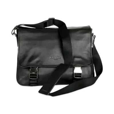 PRADA Leather Messenger Bag "Black"