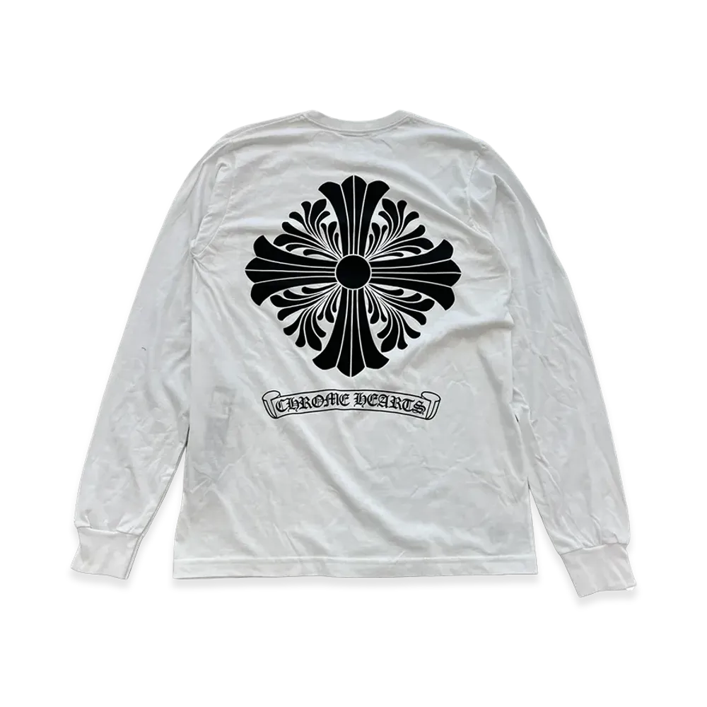 Chrome Hearts Back Scroll CH Plus Cross Print L/S T-Shirt "White"