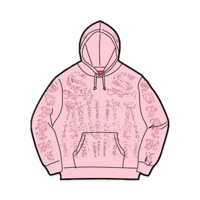 Supreme Rhinestone Zip Up Hooded Sweatshirt "Light Pink"