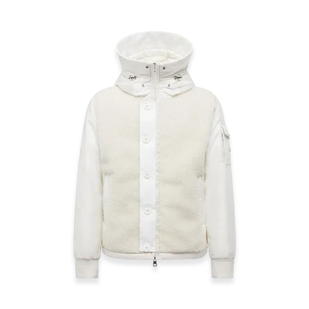 MONCLER Auvurgne Hooded Teddy Short Down Jacket "White Ivory"