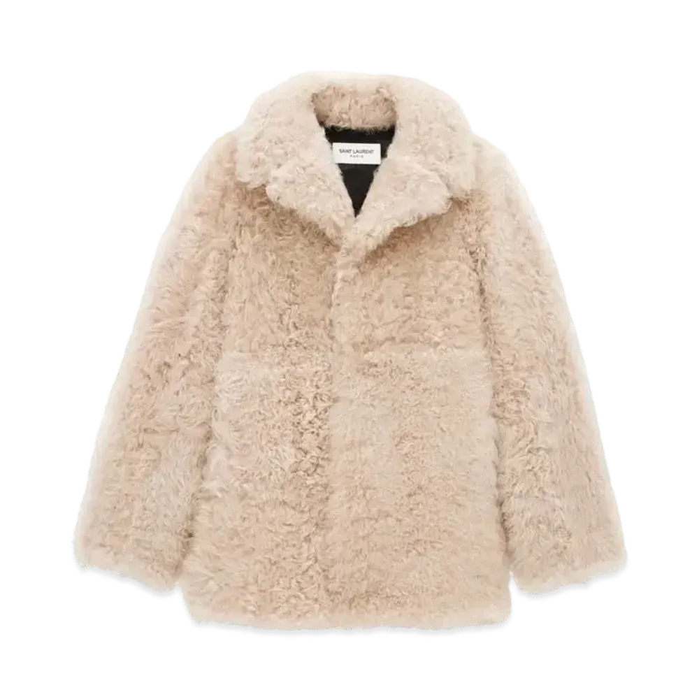 Saint Laurent Women's Coat in Shearling "Beige"