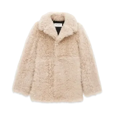 Saint Laurent Women's Coat in Shearling "Beige"