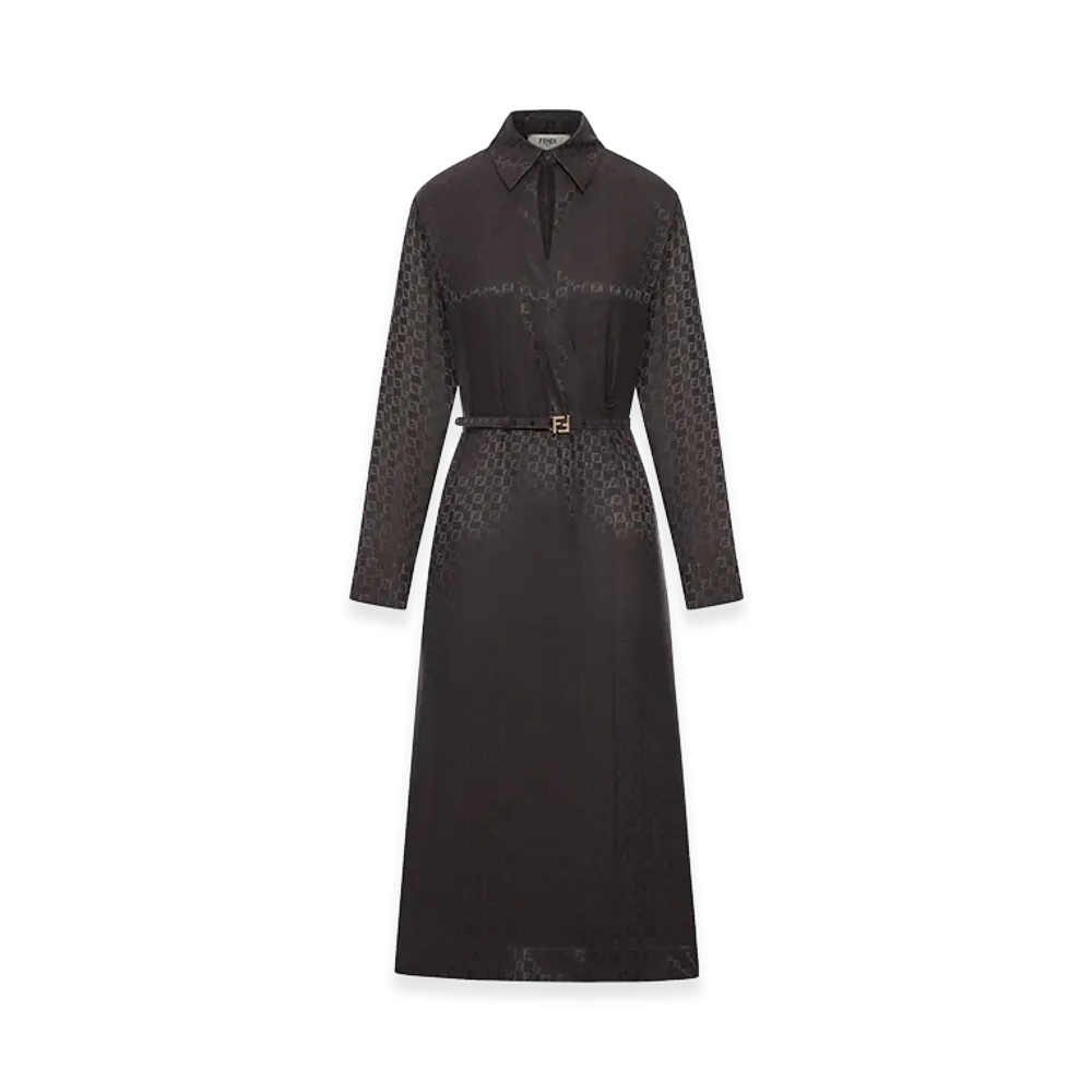 FENDI Women's FF Jacquard Silk Dress "Brown"
