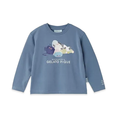 GELATO PIQUE x DRAGON QUEST Kids Sleeping Monster One Point L/S T-Shirt "Navy"