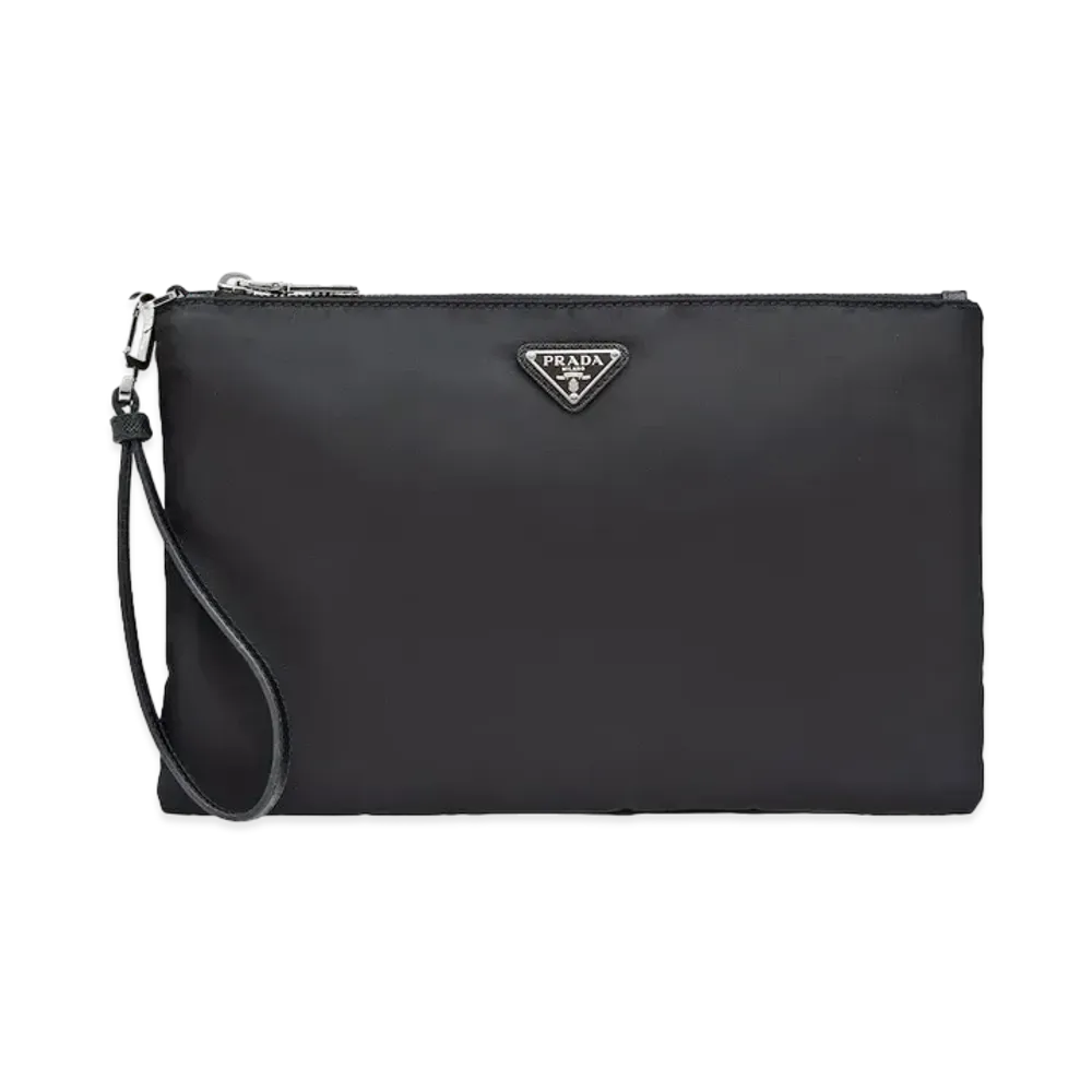 PRADA Re Nylon and Saffiano Leather Pouch "Black"