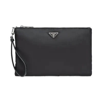 PRADA Re Nylon and Saffiano Leather Pouch "Black"