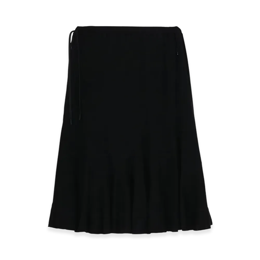 Yohji Yamamoto Cotton Single Eringi Skirt "Black"