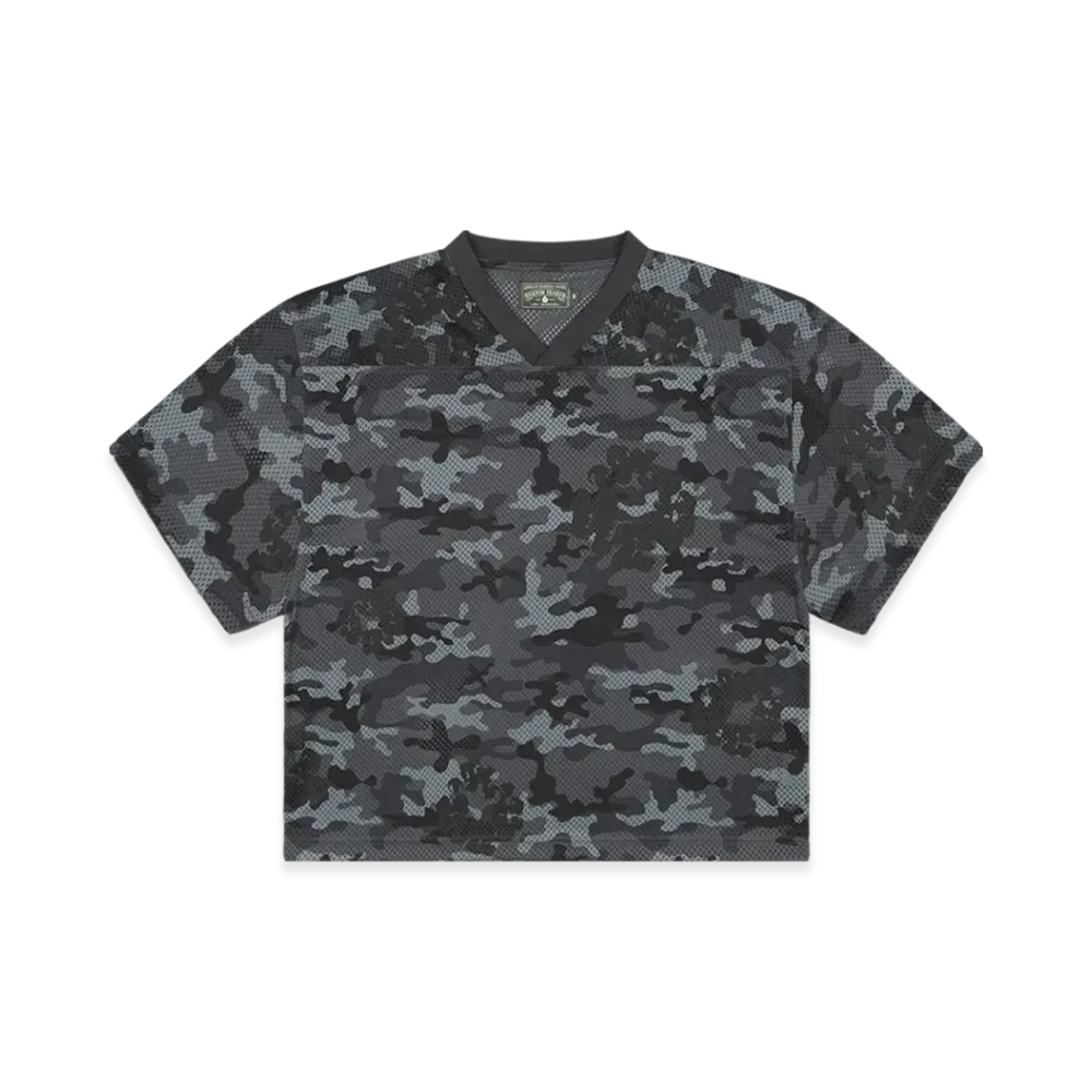 DENIM TEARS Camo Cotton Wreath Mesh Football Top "Black"