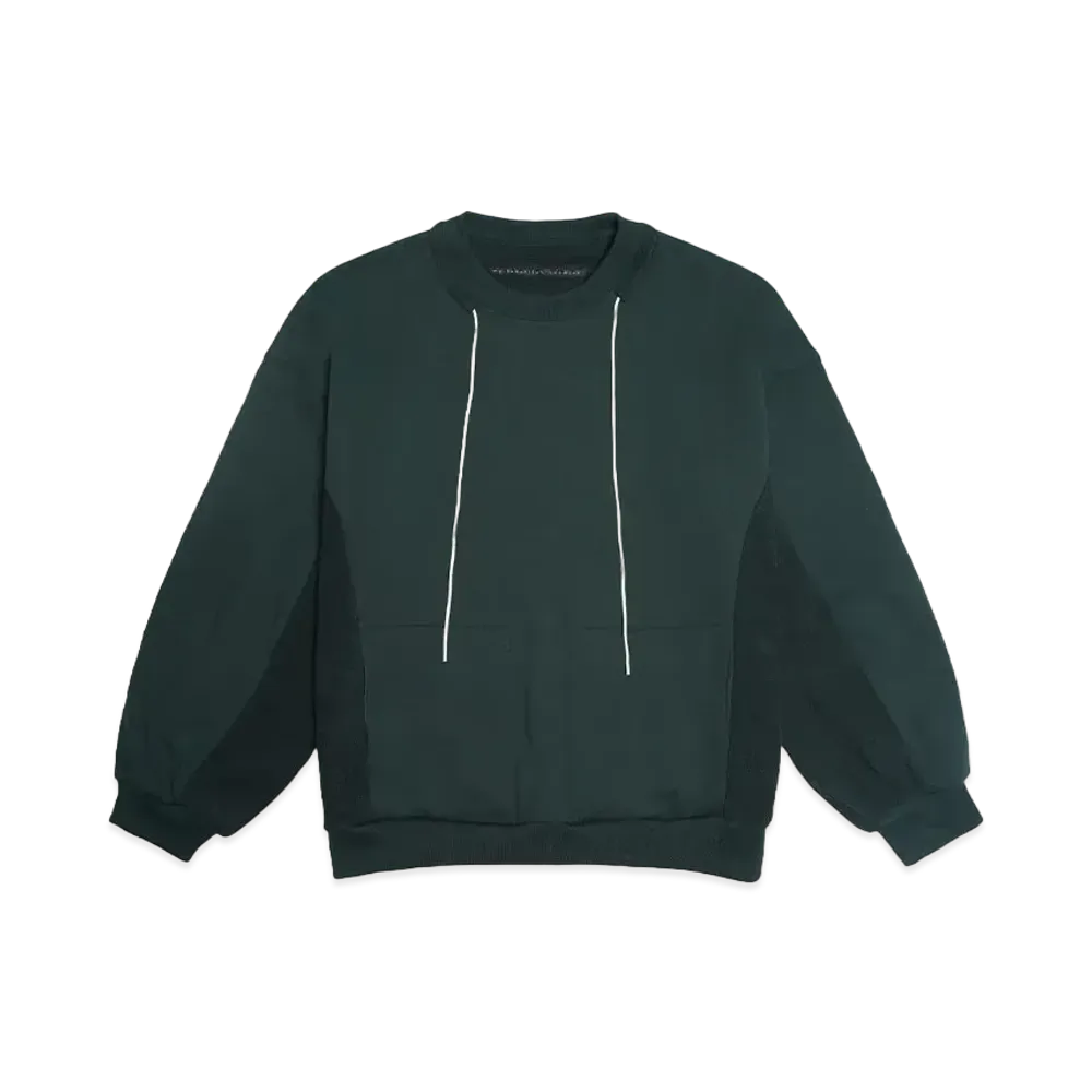 my beautiful landlet TIGHT TENION FLEECY FABRIC CREW NECK SWEATSHIRT"GRN"