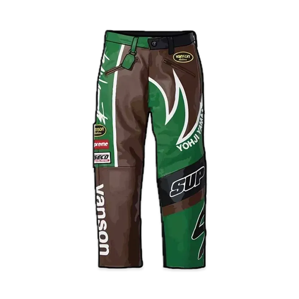 Supreme x Yohji Yamamoto Vanson Leathers Split Pant "Green"