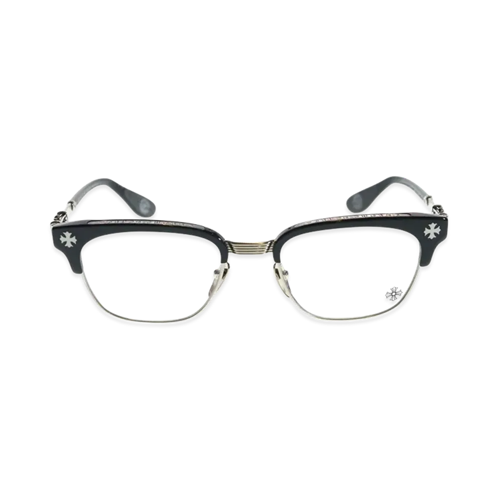 Chrome Hearts BONENNOISSEUR II CH Cross Half Rim Sunglasses "Black/Silver"
