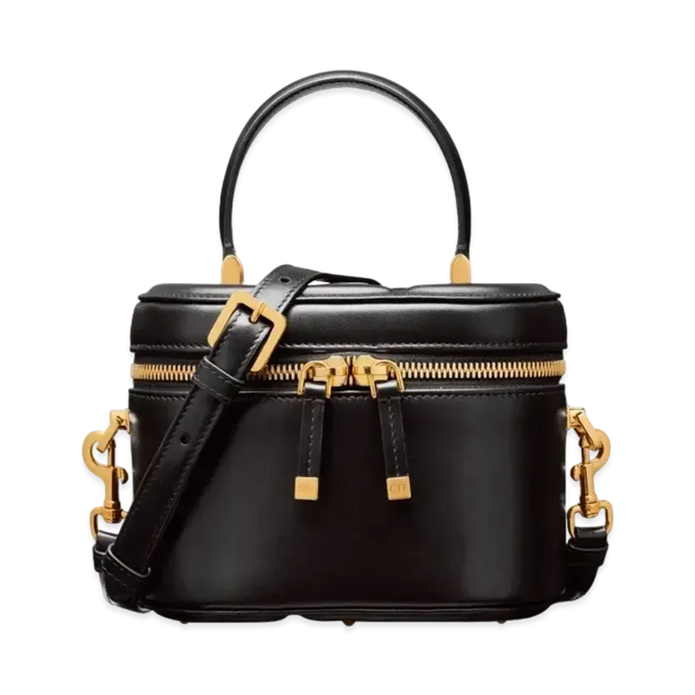 Dior Small CD Signature Vanity Case Black Calfskin Embossed "Black"