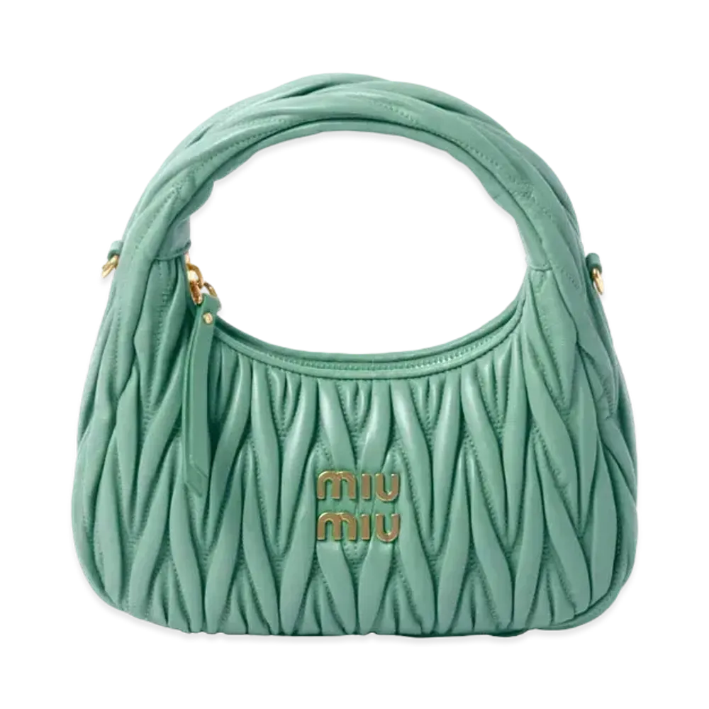 MIUMIU Wander Matelasse Nappa Leather Hobo Bag "Salvia Green"