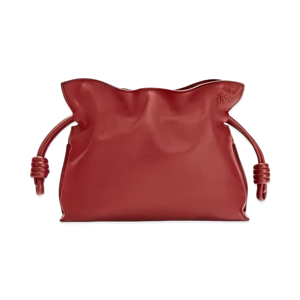 LOEWE Mini Flamenco Clutch In Nappa Calfskin "Burnt Red"